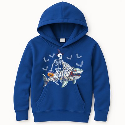 Skeleton Riding Mummy Shark Funny Halloween Pumpkin Witch Gift Kids Hoodie