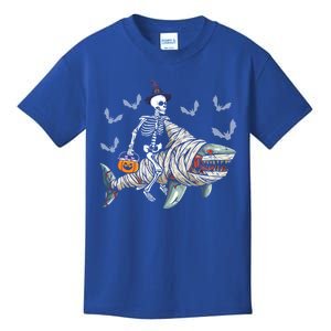 Skeleton Riding Mummy Shark Funny Halloween Pumpkin Witch Gift Kids T-Shirt