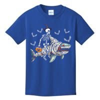 Skeleton Riding Mummy Shark Funny Halloween Pumpkin Witch Gift Kids T-Shirt