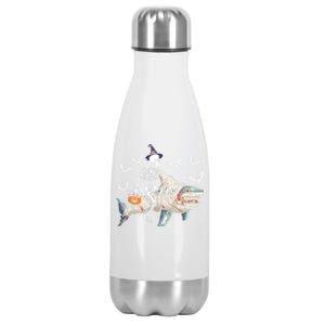 Skeleton Riding Mummy Shark Funny Halloween Pumpkin Witch Gift Stainless Steel Insulated Water Bottle