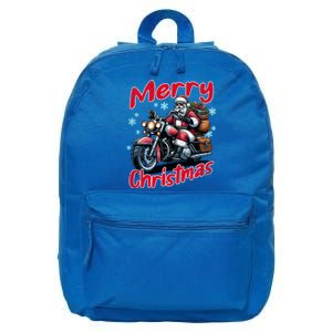 Santa Riding Motorcycle Merry Christmas Festive Xmas Holiday Gift 16 in Basic Backpack