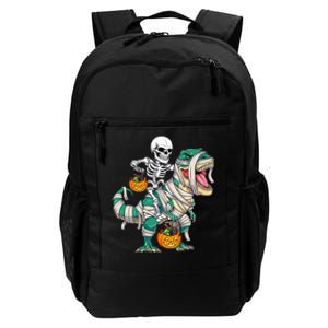 Skeleton Riding Mummy Dinosaur T Rex Kids Funny Halloween Daily Commute Backpack