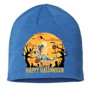 Skeleton Riding Mummy Dinosaur T Rex Halloween Funny Pumpkin Great Gift Sustainable Beanie