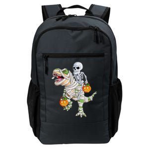 Skeleton Riding Mummy Dinosaur T Rex Halloween Funny Pumpkin Funny Gift Daily Commute Backpack