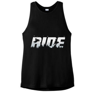 Snowmobile Ride Motor Sled Racing Winter Mountain Sports Fan Ladies PosiCharge Tri-Blend Wicking Tank