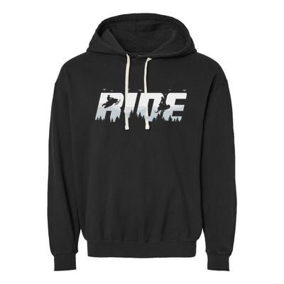 Snowmobile Ride Motor Sled Racing Winter Mountain Sports Fan Garment-Dyed Fleece Hoodie