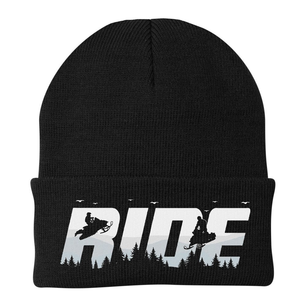 Snowmobile Ride Motor Sled Racing Winter Mountain Sports Fan Beanie