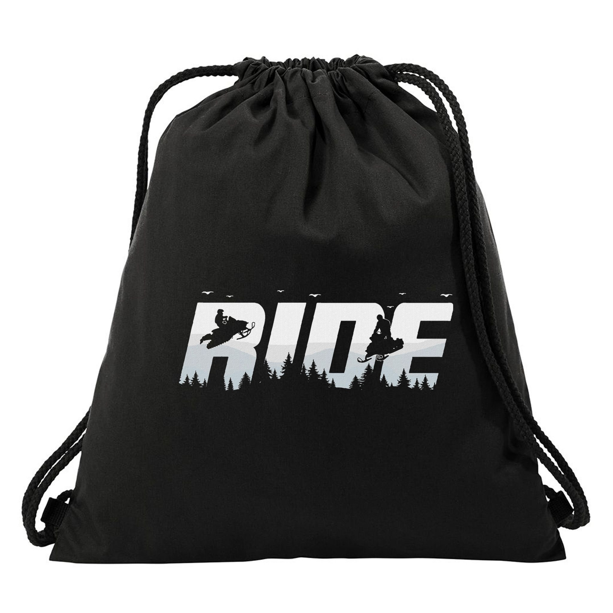 Snowmobile Ride Motor Sled Racing Winter Mountain Sports Fan Drawstring Bag