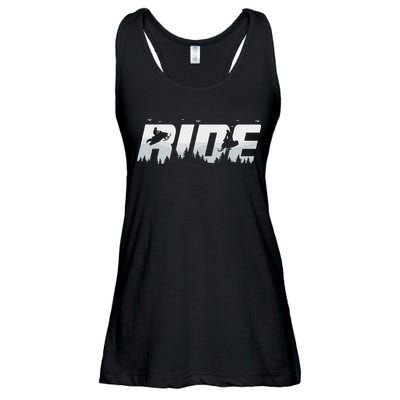 Snowmobile Ride Motor Sled Racing Winter Mountain Sports Fan Ladies Essential Flowy Tank