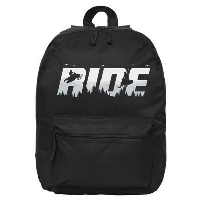 Snowmobile Ride Motor Sled Racing Winter Mountain Sports Fan 16 in Basic Backpack