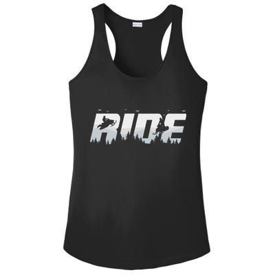Snowmobile Ride Motor Sled Racing Winter Mountain Sports Fan Ladies PosiCharge Competitor Racerback Tank