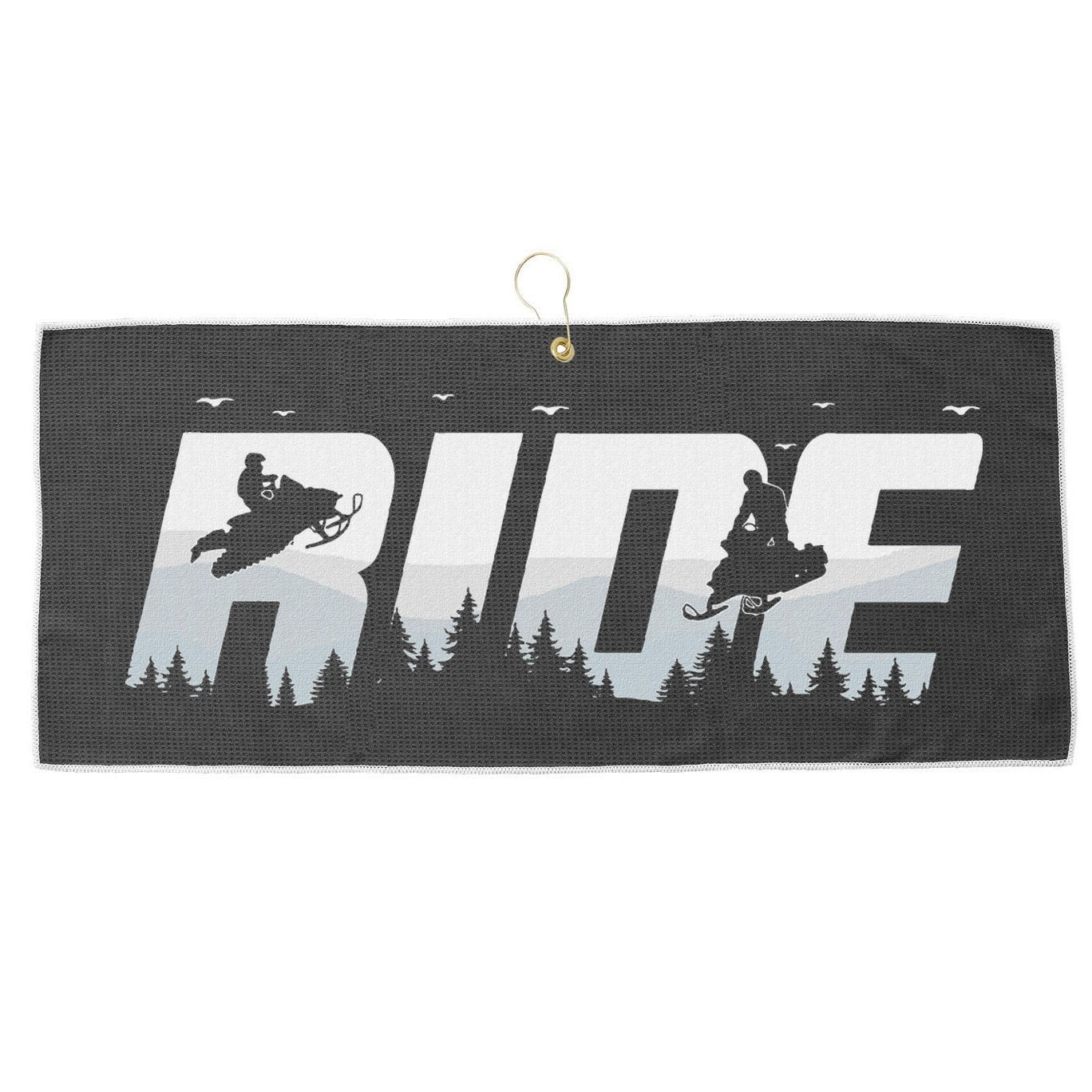 Snowmobile Ride Motor Sled Racing Winter Mountain Sports Fan Large Microfiber Waffle Golf Towel