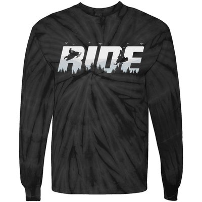 Snowmobile Ride Motor Sled Racing Winter Mountain Sports Fan Tie-Dye Long Sleeve Shirt