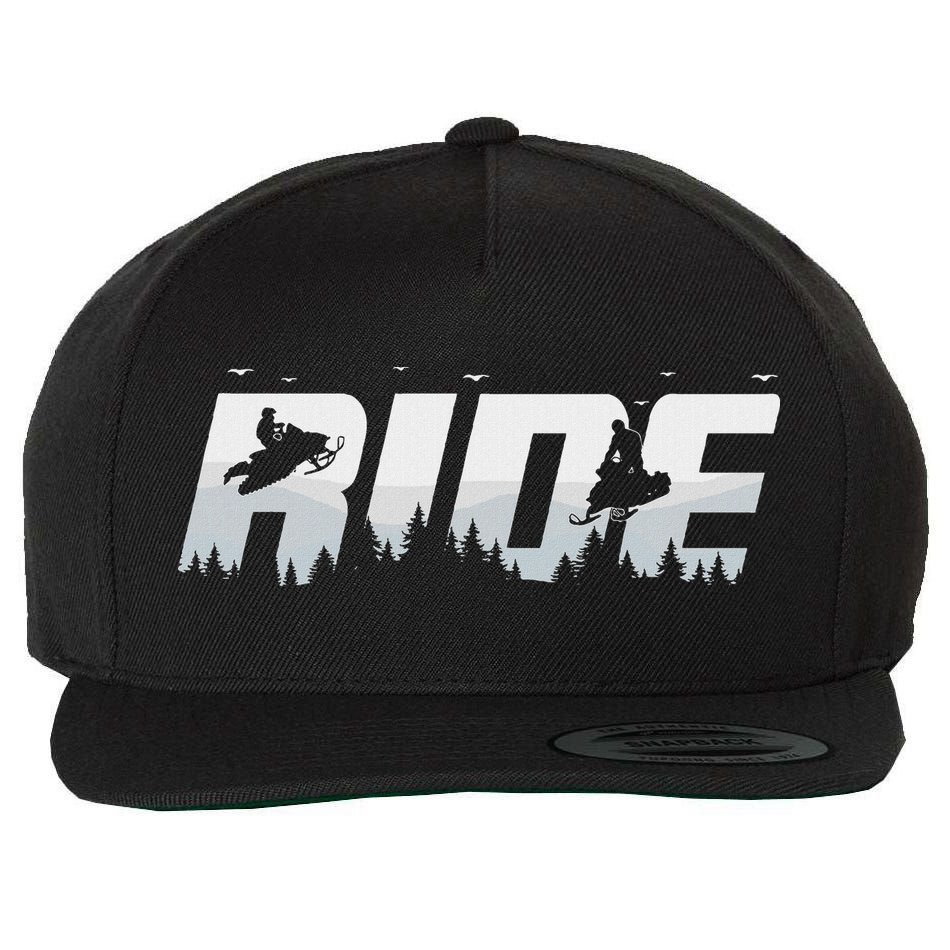 Snowmobile Ride Motor Sled Racing Winter Mountain Sports Fan Wool Snapback Cap