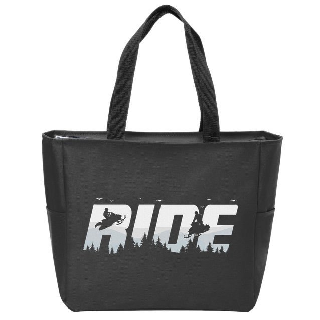 Snowmobile Ride Motor Sled Racing Winter Mountain Sports Fan Zip Tote Bag