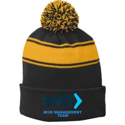 SVB Risk Management Team Funny Svb Stripe Pom Pom Beanie