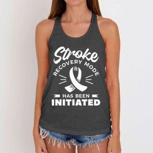 Stroke Recovery Mode Has Been Initiated Awareness Women's Knotted Racerback Tank