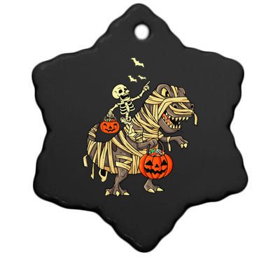 Skeleton Riding Mummy Dinosaur T Rex Halloween Funny Pumpkin Meaningful Gift Ceramic Star Ornament