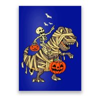 Skeleton Riding Mummy Dinosaur T Rex Halloween Funny Pumpkin Meaningful Gift Poster