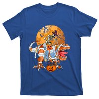 Skeleton Riding Mummy TRex Funny Halloween Dinosaur Gift T-Shirt