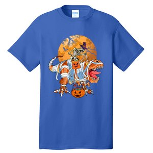 Skeleton Riding Mummy TRex Funny Halloween Dinosaur Gift Tall T-Shirt