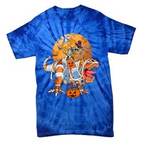 Skeleton Riding Mummy TRex Funny Halloween Dinosaur Gift Tie-Dye T-Shirt