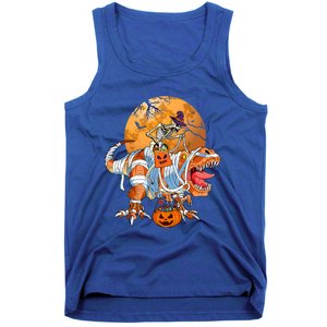 Skeleton Riding Mummy TRex Funny Halloween Dinosaur Gift Tank Top