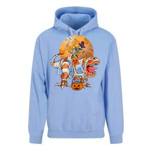 Skeleton Riding Mummy TRex Funny Halloween Dinosaur Gift Unisex Surf Hoodie