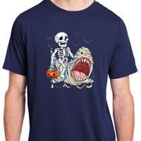 Skeleton Riding Mummy Shark Funny Halloween Pumpkin Adult ChromaSoft Performance T-Shirt