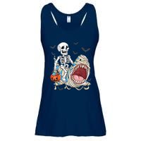 Skeleton Riding Mummy Shark Funny Halloween Pumpkin Ladies Essential Flowy Tank