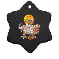 Skeleton Riding Mummy Dinosaur Halloween Funny Pumpkin Ceramic Star Ornament