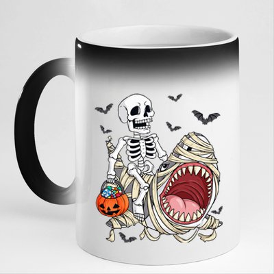 Skeleton Riding Mummy Shark 11oz Black Color Changing Mug