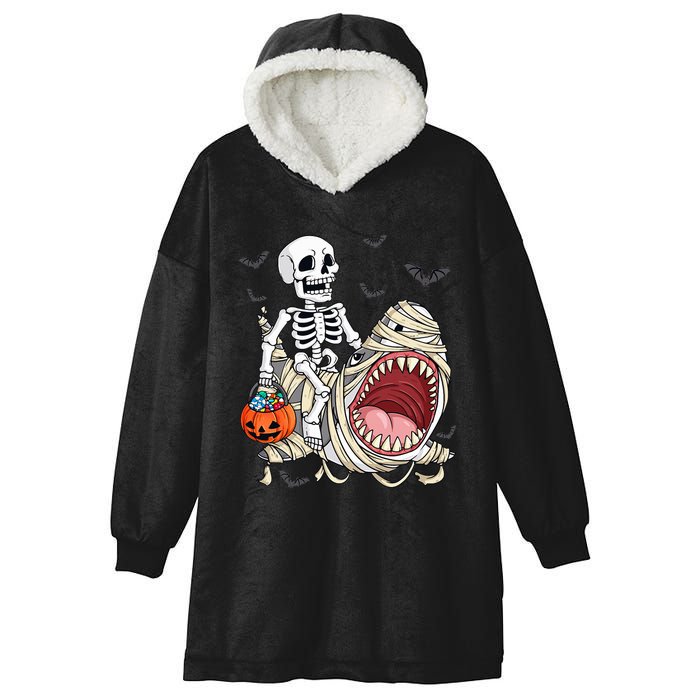 Skeleton Riding Mummy Shark Hooded Wearable Blanket