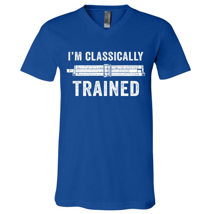 Slide Rule Mechanical Analog IM Classically Trained Gift V-Neck T-Shirt