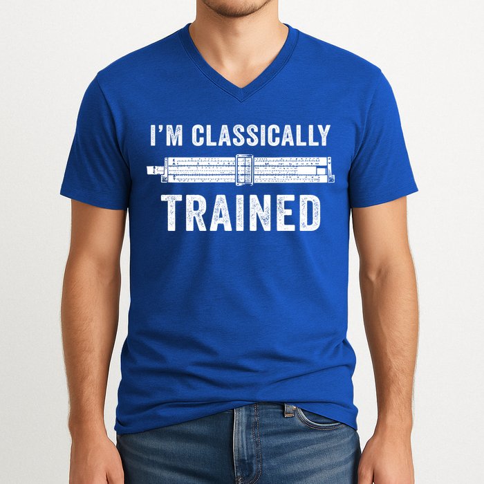 Slide Rule Mechanical Analog IM Classically Trained Gift V-Neck T-Shirt