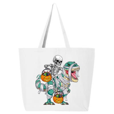 Skeleton Riding Mummy Dinosaur T Rex Funny Halloween 25L Jumbo Tote