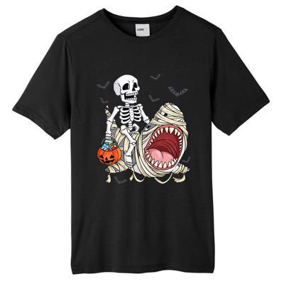 Skeleton Riding Mummy Shark Funny Halloween Pumpkin Tall Fusion ChromaSoft Performance T-Shirt