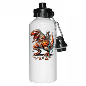 Skeleton Riding Mummy Dinosaur T Rex Boy Funny Halloween Aluminum Water Bottle