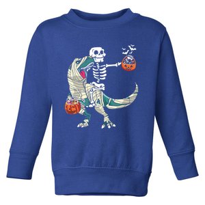 Skeleton Riding Mummy Dinosaur T Rex Halloween Funny Pumpkin Gift Toddler Sweatshirt