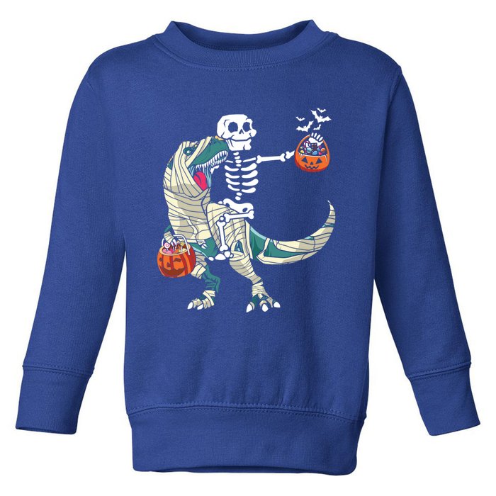 Skeleton Riding Mummy Dinosaur T Rex Halloween Funny Pumpkin Gift Toddler Sweatshirt