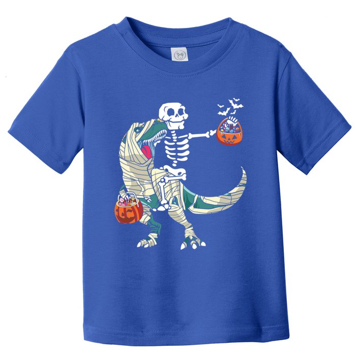 Skeleton Riding Mummy Dinosaur T Rex Halloween Funny Pumpkin Gift Toddler T-Shirt