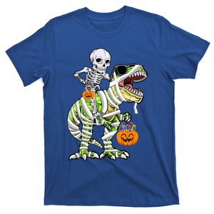 Skeleton Riding Mummy Dinosaur T Rex Halloween Funny Pumpkin Cute Gift T-Shirt