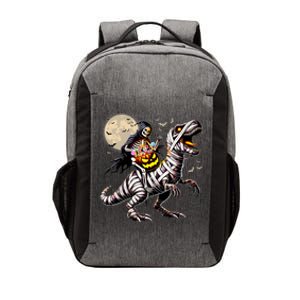 Skeleton Riding Mummy Dinosaur T Rex Pumpkin Funny Halloween Vector Backpack