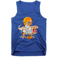 Skeleton Riding Mummy Dinosaur TRex Pumpkin Halloween Funny Cool Gift Tank Top