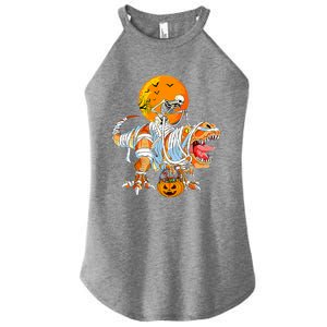 Skeleton Riding Mummy Dinosaur TRex Pumpkin Halloween Funny Cool Gift Women's Perfect Tri Rocker Tank