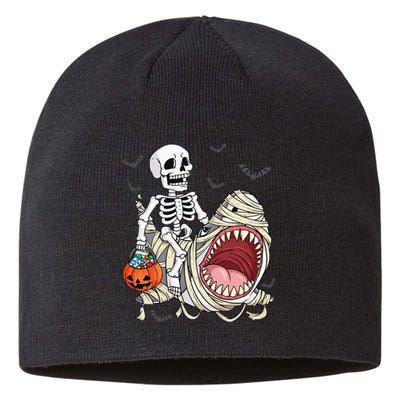 Skeleton Riding Mummy Shark Funny Halloween Pumpkin Sustainable Beanie