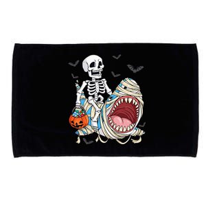 Skeleton Riding Mummy Shark Funny Halloween Pumpkin Microfiber Hand Towel