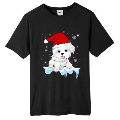 Santa Reindeer Maltese Christmas Tree Light Pajama Xmas Gift Tall Fusion ChromaSoft Performance T-Shirt