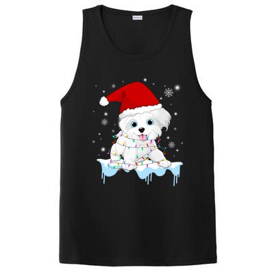 Santa Reindeer Maltese Christmas Tree Light Pajama Xmas Gift PosiCharge Competitor Tank