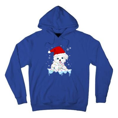 Santa Reindeer Maltese Christmas Tree Light Pajama Xmas Gift Tall Hoodie